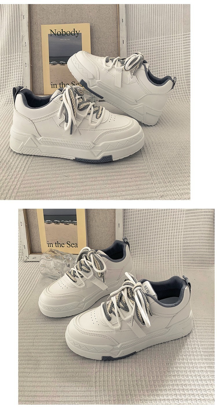 35-43 Übergröße Damen 41 dicke Sohlen vielseitige weiße Frühlingsdesign sportliche und lässige Boardschuhe 42_voghion.com