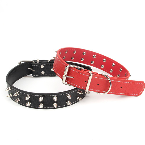 Cross-border direct supply to Amazon pet supplies large and medium-sized dog collars dog collars punk style PU rivet dog collars