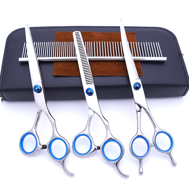 Directo de fábrica de 7 pulgadas de acero inoxidable tijeras para mascotas tijeras de corte de pelo de perro profesional tijeras de dientes finos tijeras de hueso de pescado traje