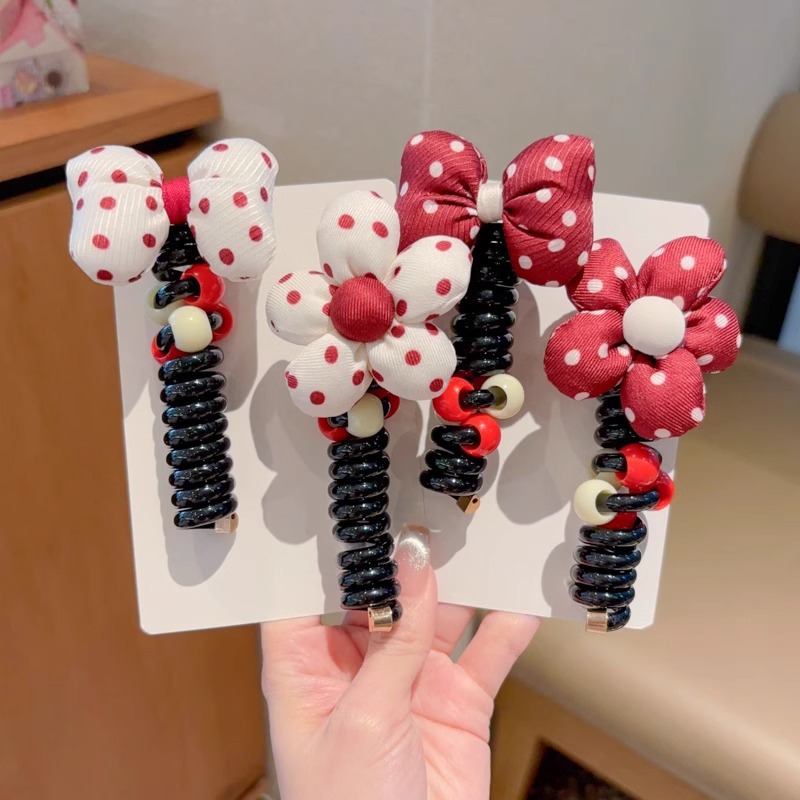 Anchor coreano arco de sangarra punto ondulado línea telefónica anillo de cabello para niños de alto nivel no lastimar el cabello burbuja de cola de caballo trenza