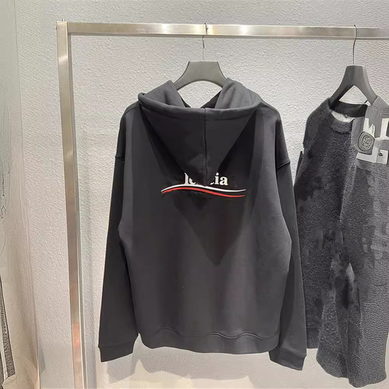 High version 21FW autumn and winter new front and rear waves Cola embroidered printed men and women Paris embroidered hoodie