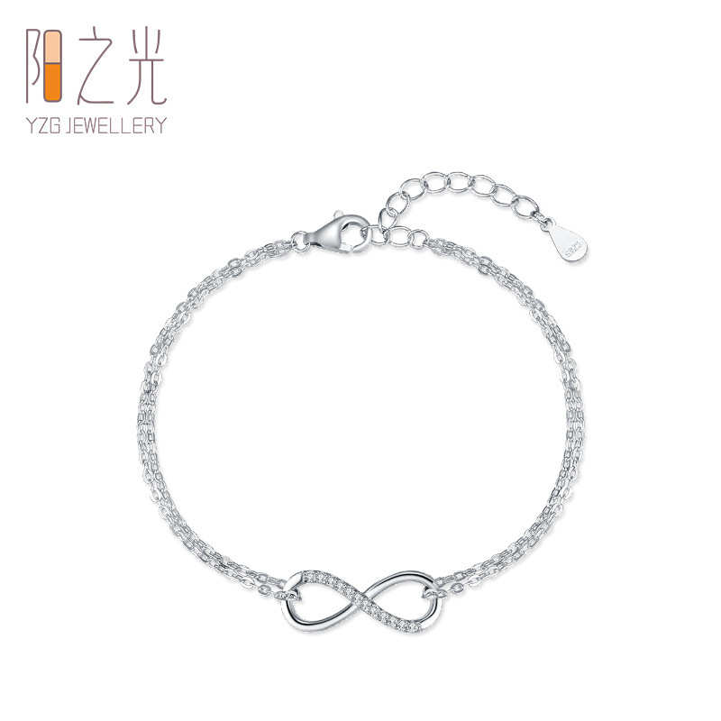 S925 sterling silver fashion unlimited symbol micro-inlaid bracelet female European and American ins niche design versatile adjustable bracelet S925 sterling silver fashion unlimited symbol micro-inlaid bracelet female European and American ins niche design versatile adjustable bracelet
