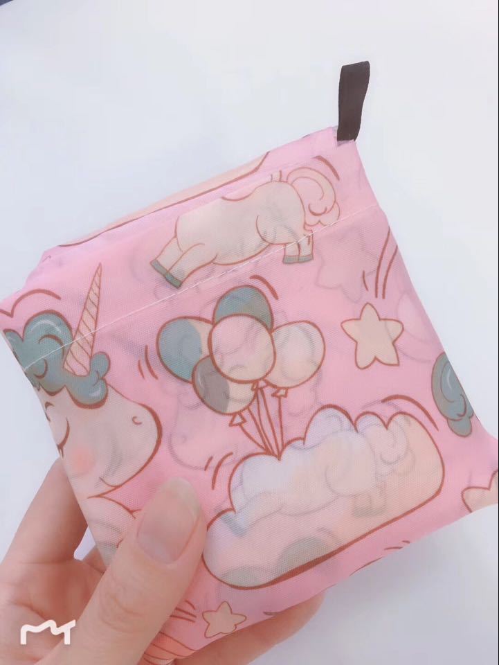 Cartoon small folding shopping bag, polyester