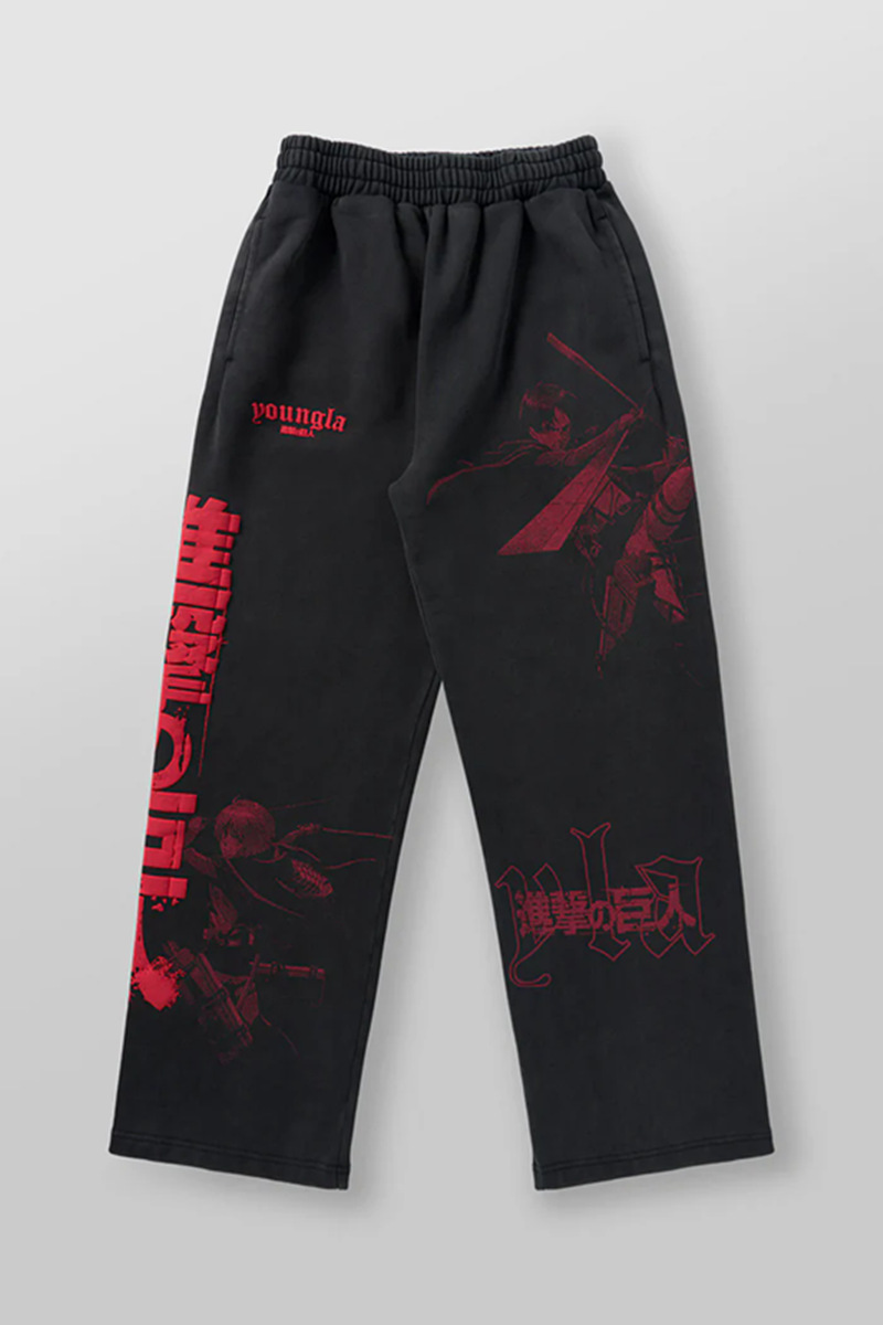 YoungLA Attack On Titan 2128 Sweatpants Baggy The Hunters Black