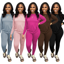 YM013-D5  欧美女装时尚休闲牛奶丝双磨两件套