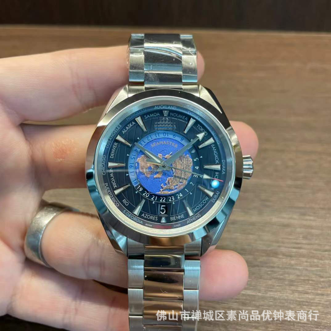 AliExpress VS Seamaster 150 World Time 446.9kg Time Zone Map Seamaster 300 Blue Dial Men's Mechanical Watch