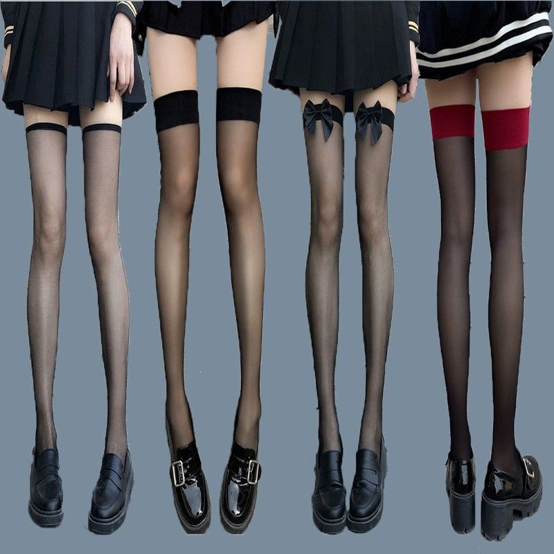 Wholesale Over-The-Knee Socks, Summer Thin Transparent Black Stockings, Long Thigh-High Jk High-Tube Trendy Sexy White Socks for Women
