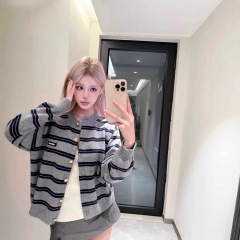 高品质miu缪缪25ss新款条纹羊毛开衫外套女