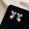 Silver needle, fashionable earrings from pearl, silver 925 sample, Korean style, light luxury style, wholesale