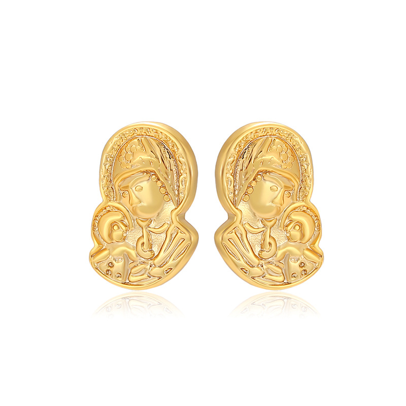 Joyería Xuping aleación de cobre chapado 24K madre y niño avatar personalidad pernos de orejas estilo nacional pendientes retro mujeres