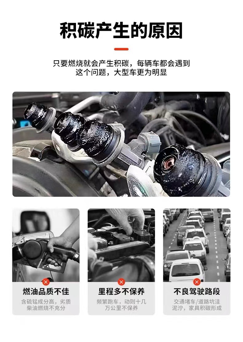 Diesel fuel injector cleaning agent to remove carbon deposits, combustion chamber oil circuit cleaning additive, fuel treasure exhaust gas exceeds the standard