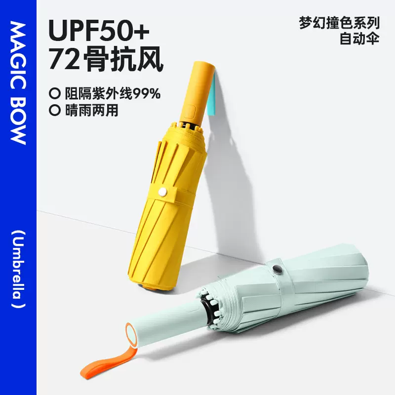 全自动72骨雨伞男士加大加厚防晒遮阳伞防风暴雨女晴雨两用定制伞
