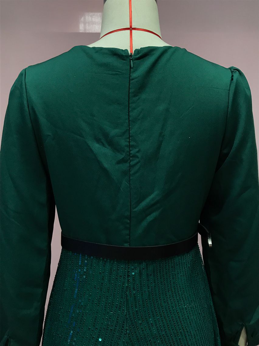 Elegant Women's Jumpsuit With Sequin Detail And V-neck Design_voghion.com