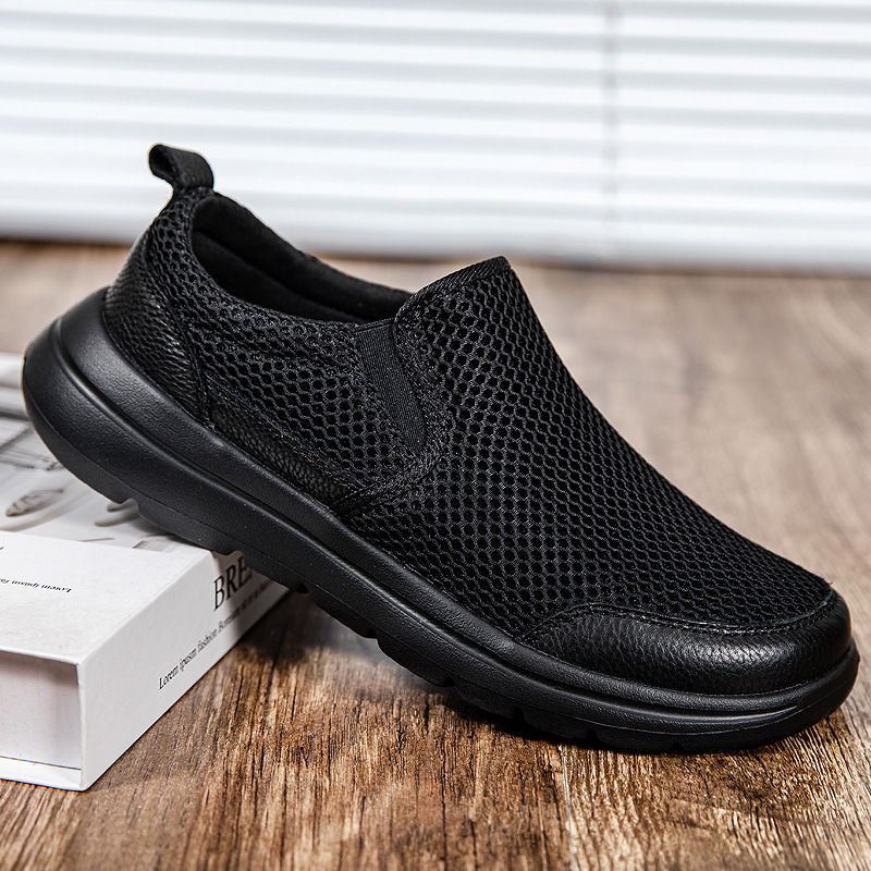 Cross-Border Men's Shoes, Lightweight Slip-On Summer Casual Mesh Shoes, Soft-Soled Shoes, Breathable Non-Slip Mesh Sports Shoes, Driving Shoes