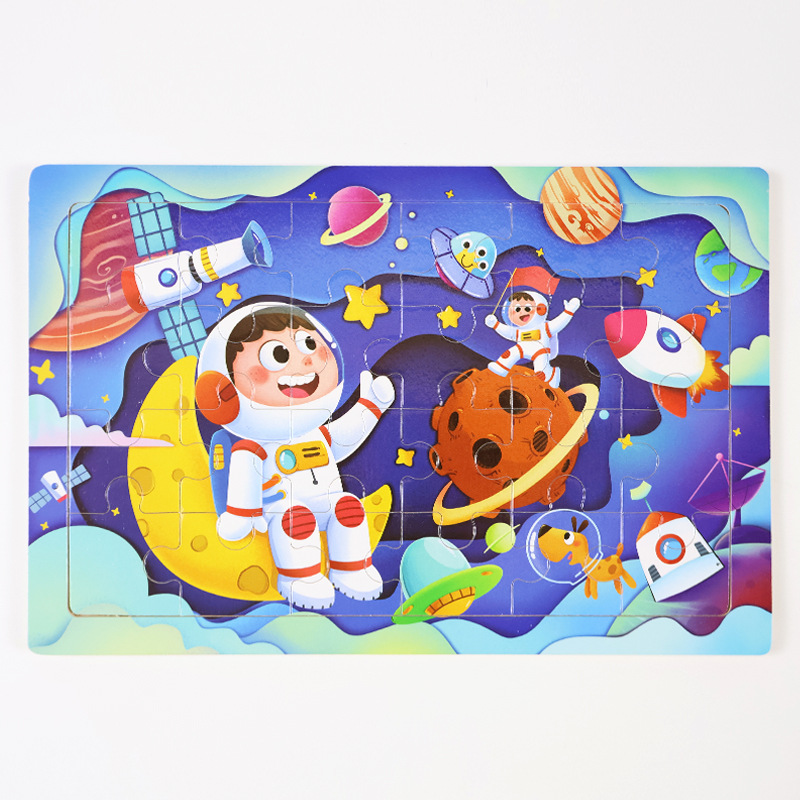 Rompecabezas de madera con borde de color 24 piezas de rompecabezas para niños, inteligencia beneficiosa, educación temprana para bebés, rompecabezas de iluminación, lote de juguetes