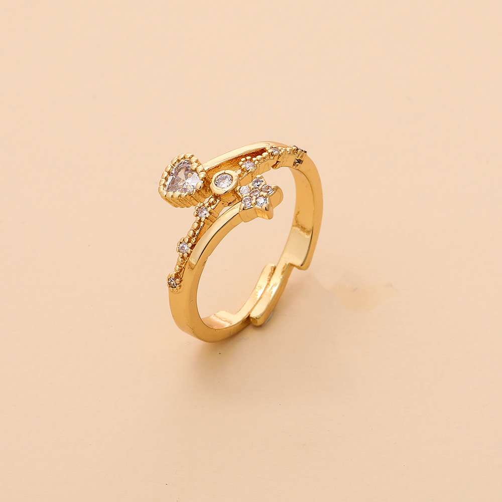 Round Flower Heart-shaped Ring Wholesale display picture 3