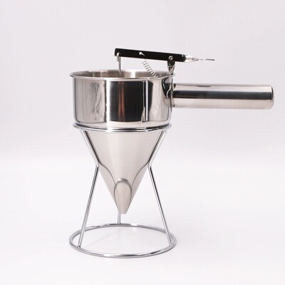 锥形米浆可控不锈钢漏斗注鱼丸酸奶酱料分液装出汤浇汁大口分配器|ms
