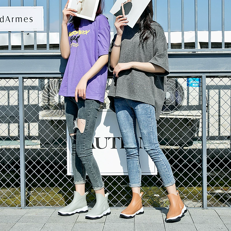 Резиновые сапоги Женские мягкие галоши, утолщенная износостойкая резиновая обувь, летняя модная верхняя одежда, короткие резиновые сапоги, непромокаемая Нескользящая Водная обувь, женская