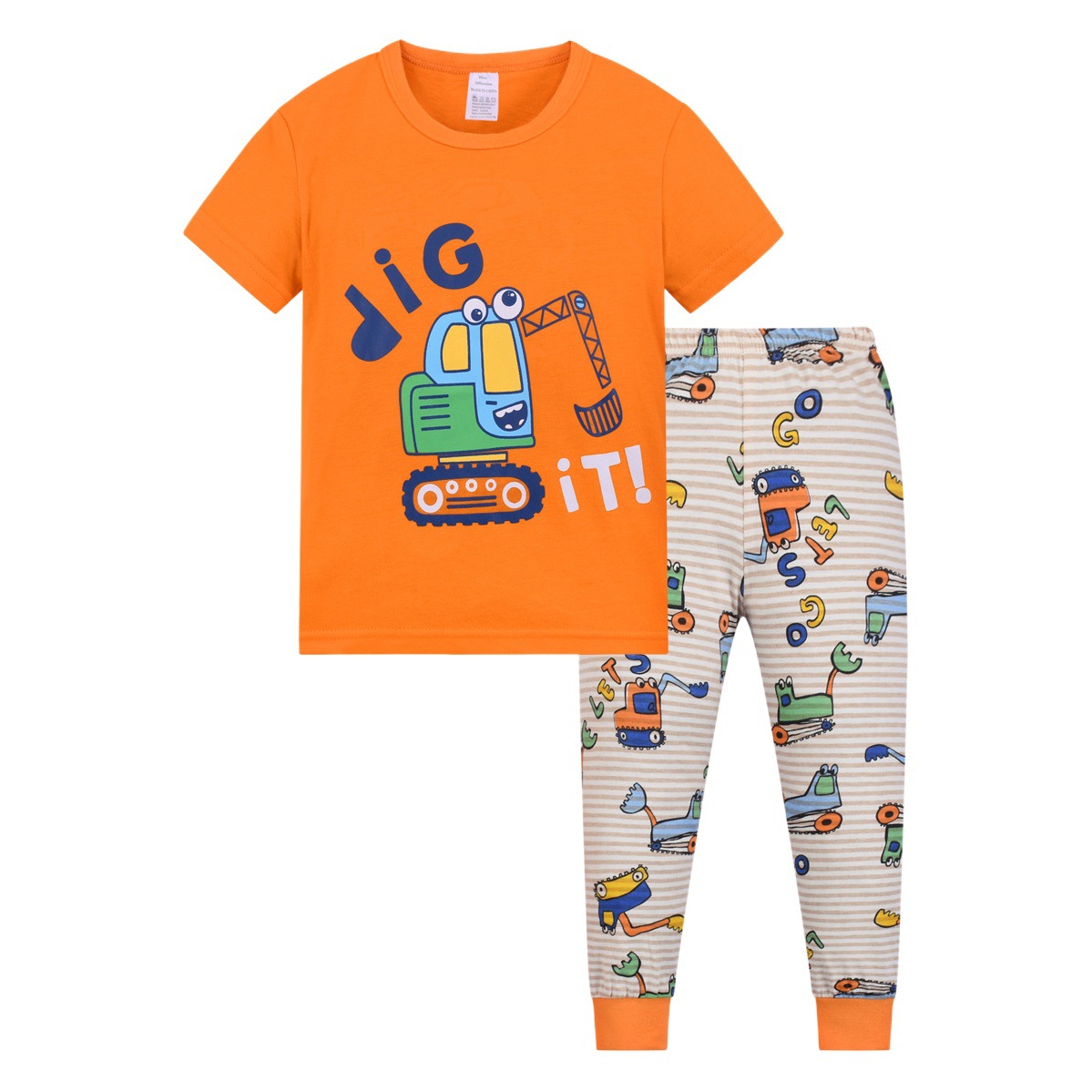 2023 niños de cuello redondo fino traje pijamas algodón verano aire acondicionado ropa europea y americana del hogar los niños ropa Comercio exterior al por mayor