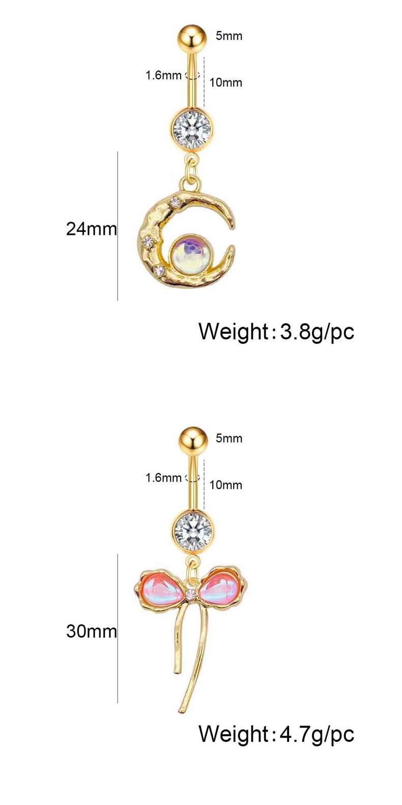 European And American Cross-Border Stainless Steel Colorful Bowknot Cross Belly Button Ring Body Piercing Jewelry_voghion.com