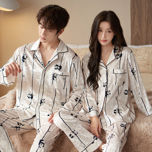 Couple Pajamas Autumn and Winter Long-sleeved Golden Velvet Casual suit Winter Light Luxury Thin Men's and Women's High-end Sense Home Clothes