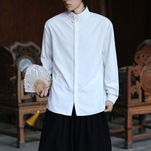 2025秋冬新款外贸盘扣大码男士休闲长袖衬衫跨境中式时尚男装汉服