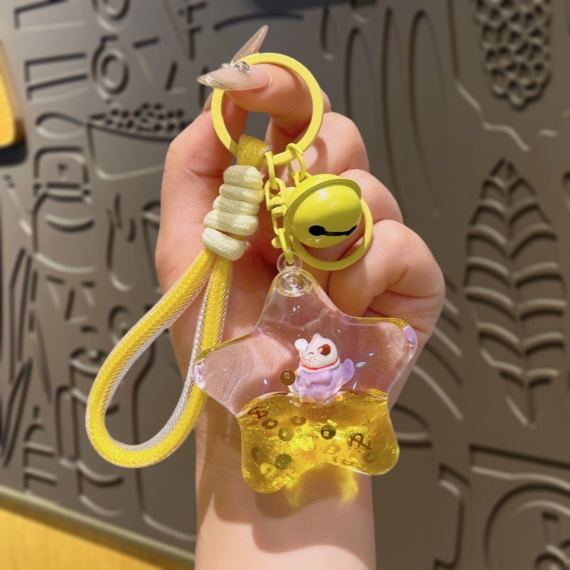 招き猫 DIY オイル液体流砂ボトルキーホルダーペンダントかわいいアクリルキーチェーンブラインドボックス小物|undefined
