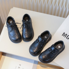 男童小皮鞋英伦风春秋2025年新款潮软底配西装演出黑色儿童鞋代发