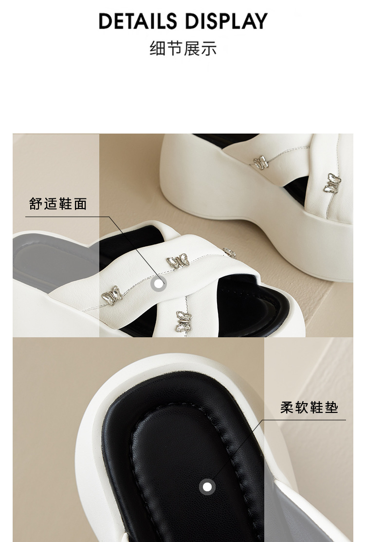 Dép sandal nữ quai chéo hở mũi đế bánh xốp dày dáng nhỏ — Màu trắng sữa chi tiết 11