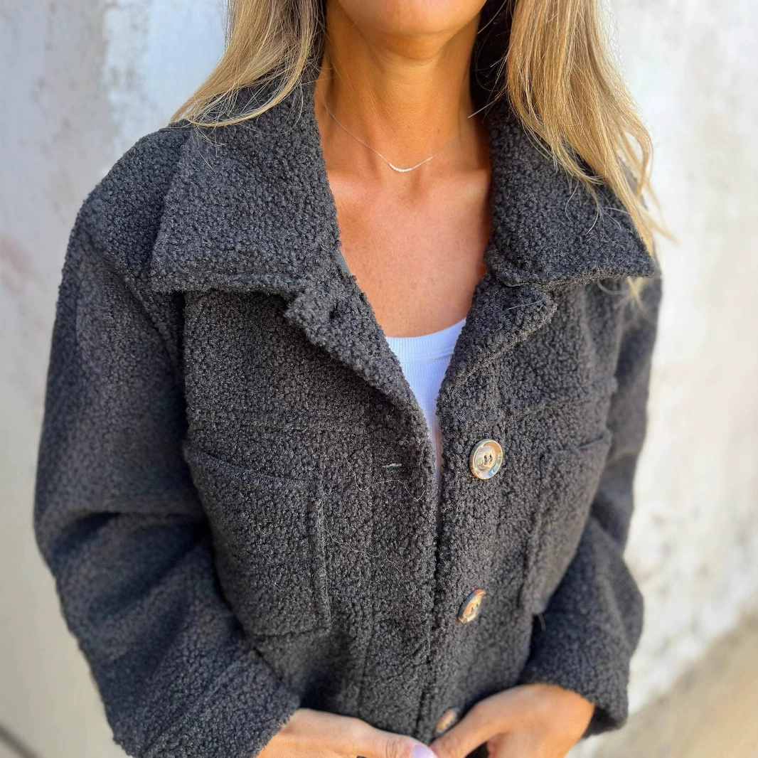 2024 Европейский и американский трансграничный осенне-зимний новый стиль, кашемировый однорядный повседневный кардиган с накладными карманами для женщин, независимая станция AliExpress