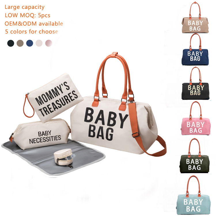 Cross-Border New Diaper Bag Five-Piece Set Baby Mother Bag Fashionable Portable Mother and Baby Tote Bag Multi-Purpose Travel Bag Cross-Border New Diaper Bag Five-Piece Set Baby Mother Bag Fashionable Portable Mother and Baby Tote Bag Multi-Purpose Travel Bag