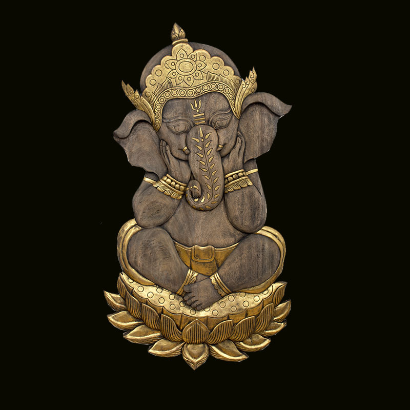 泰国木质大象鼻神壁饰 东南亚创意浮雕墙上挂件工艺品会所spa软装