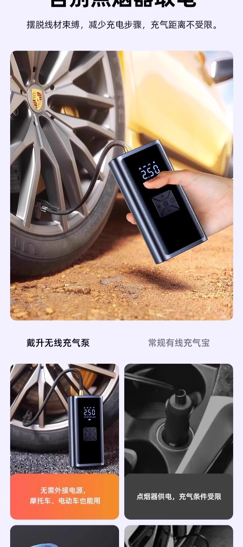 Car Wireless Air Pump, Portable Air Pump, Car Electric Tire Pump, High-Pressure Air Pump for Cars, Inflatable Pump