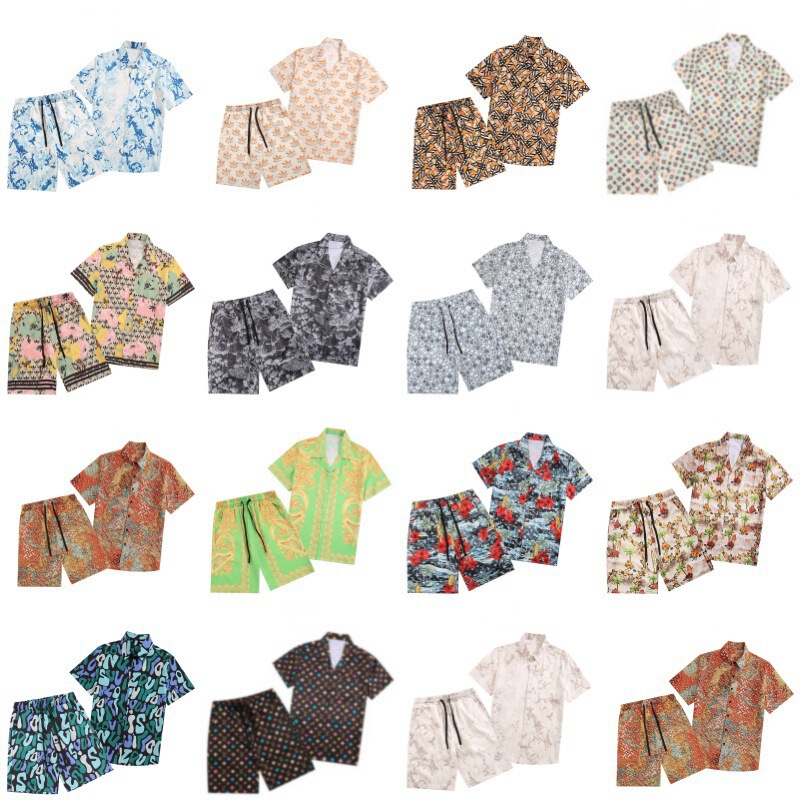 Cross-border summer trendy brand Gujia, Fanjia, unisex full-body floral print beach short-sleeve shirt set Cross-border summer trendy brand Gujia, Fanjia, unisex full-body floral print beach short-sleeve shirt set