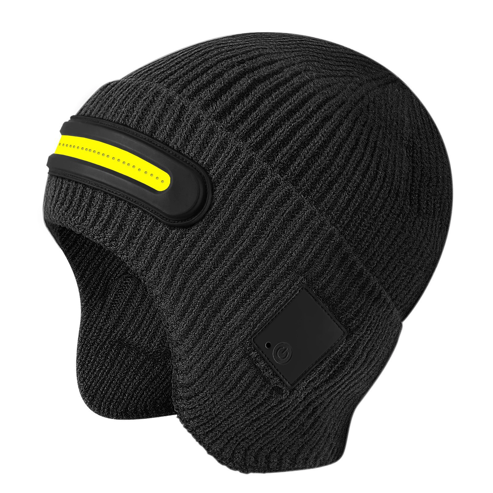 Bluetooth beanie hat with LED light and built‑in headphones, warm knit, lightweight