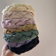 新款發箍法式純色布藝麻花寬邊壓發頭箍簡約網紅氣質髮飾夏季發卡