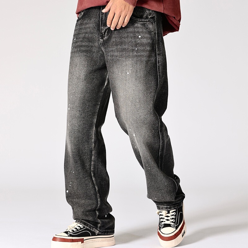 Vintage Style Ripped Jeans with Mud Dyeing and Distressed Wash for Men, Trendy Brand Men's Denim Pants Vintage Style Ripped Jeans with Mud Dyeing and Distressed Wash for Men, Trendy Brand Men's Denim Pants