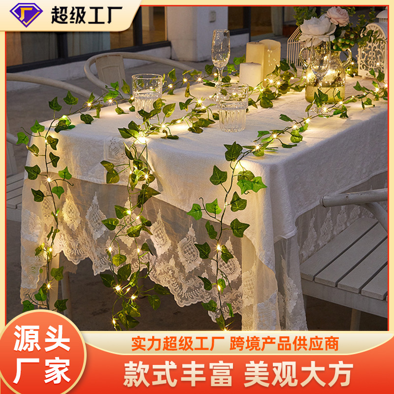 Lámpara decorativa de plantas verdes Lámpara de cortina de hoja de sauce LED Lámpara de estrella Lámpara intermitente Lámpara de color Cadena de luz solar de ambiente de habitación de patio