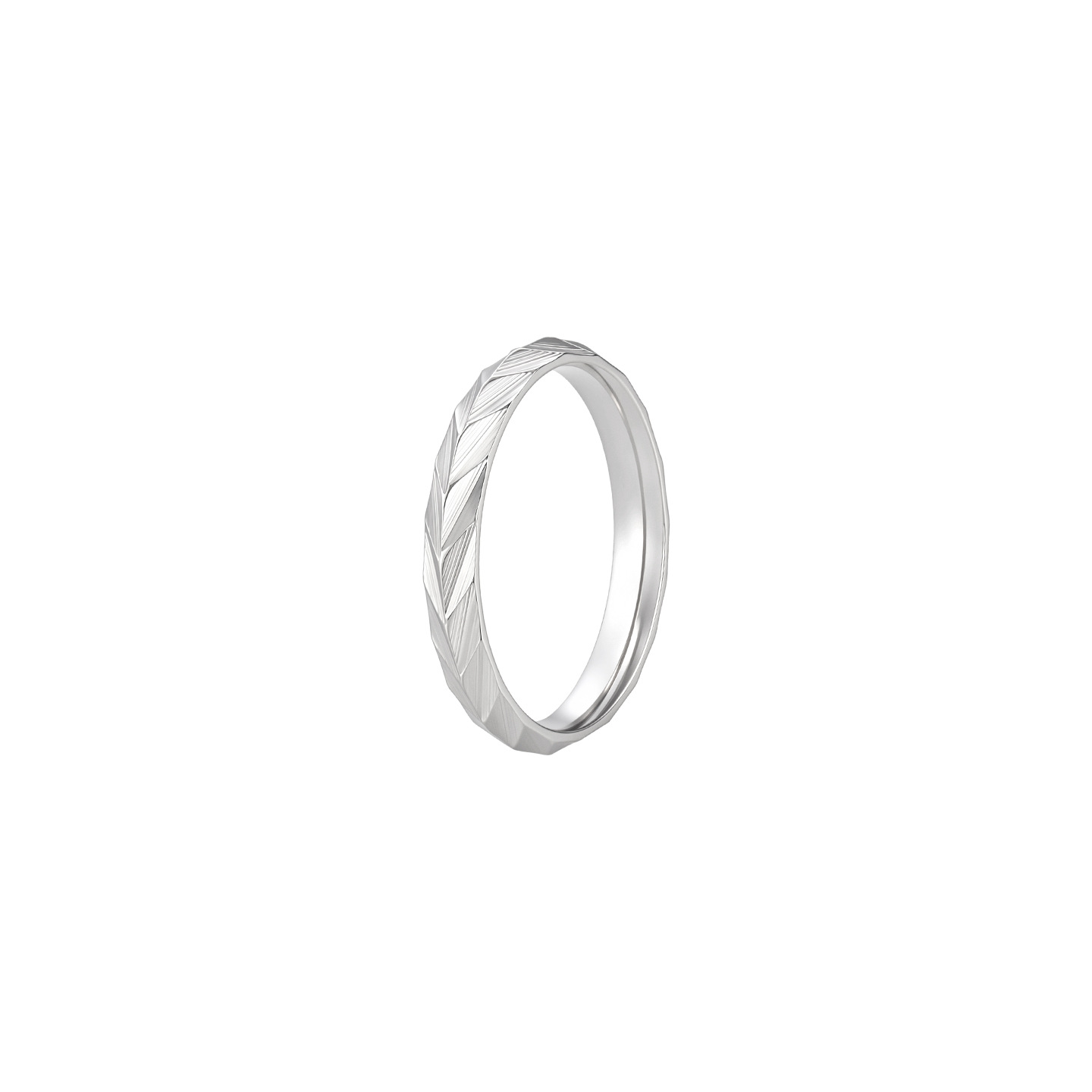 Anillo Liso con Textura de Espiga de Acero Inoxidable 304 para Mujer