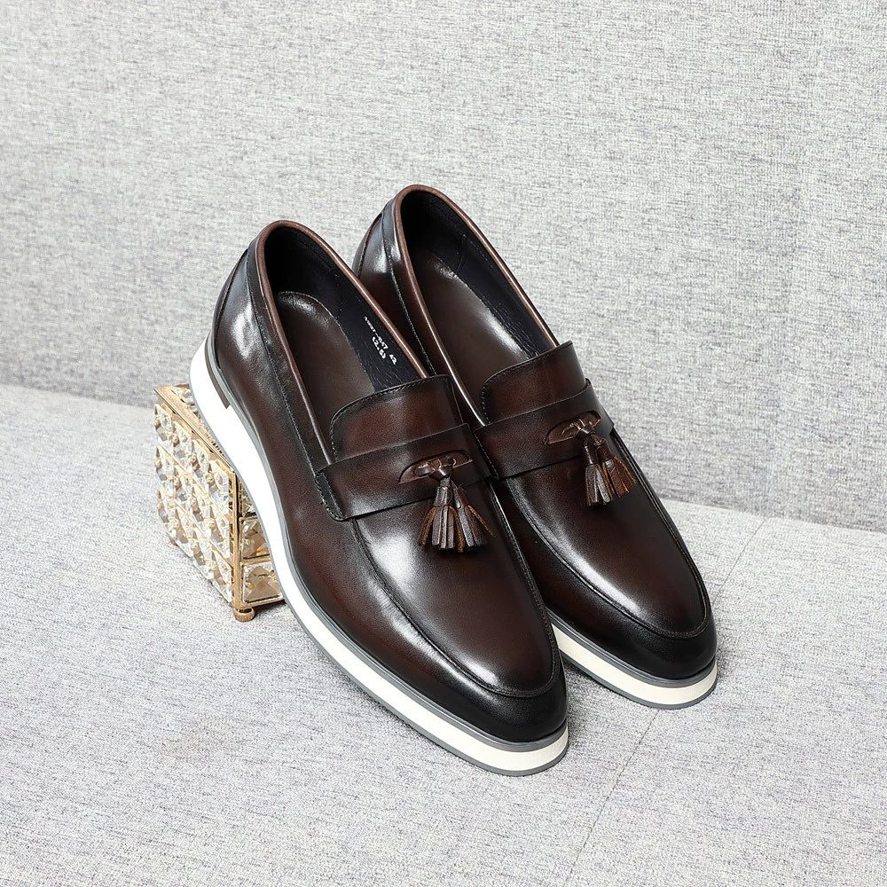 Foreign Trade Мужская модная новая стильная деловая повседневная обувь без шнуровки из воловьей кожи с верхним слоем Роскошная мужская обувь