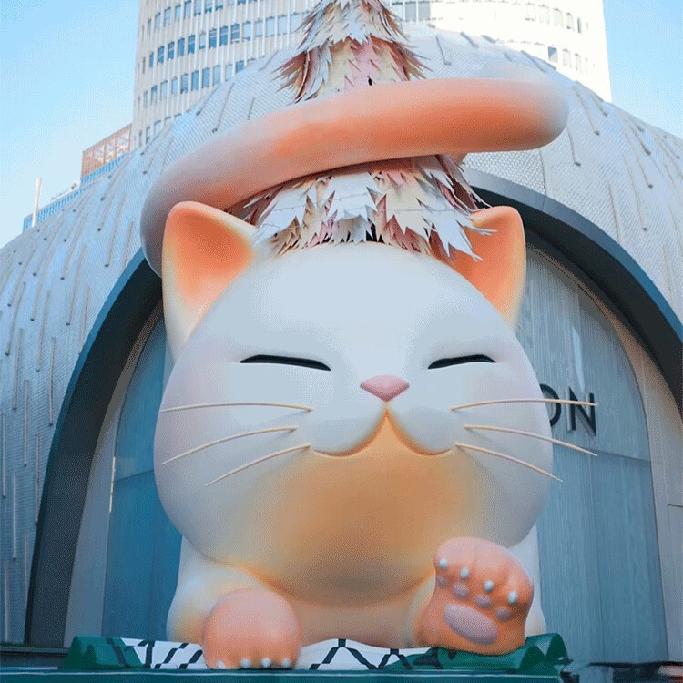 巨型玻璃钢雕塑动物摆件户外景观动物大型仿真猫咪商业街卡通美陈|undefined