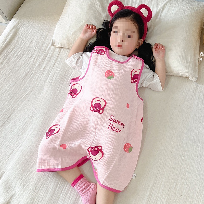 Children's Sleeping Bag Baby Spring and Summer Air-Conditioned Room Belly Protection Vest Style Baby Gauze Anti-Kick Quilt Thin and Breathable