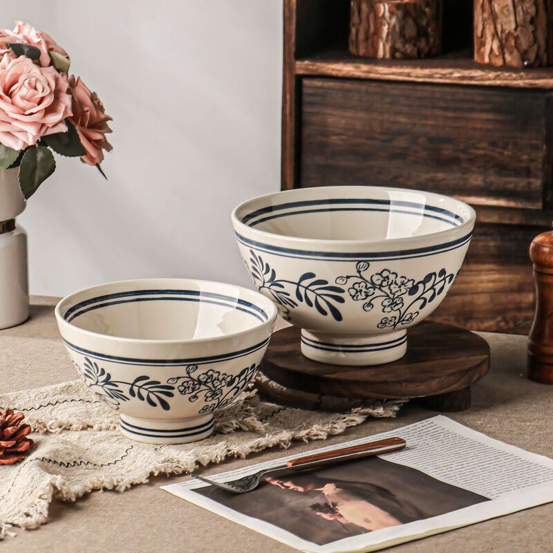 7inch Cute Yogurt Bowls, Porcelain Tableware, Bowl and Plate Set, Bowl with Underglaze Color, 8inch Bowls, Soup Bowl, Large Bowl 7inch Cute Yogurt Bowls, Porcelain Tableware, Bowl and Plate Set, Bowl with Underglaze Color, 8inch Bowls, Soup Bowl, Large Bowl