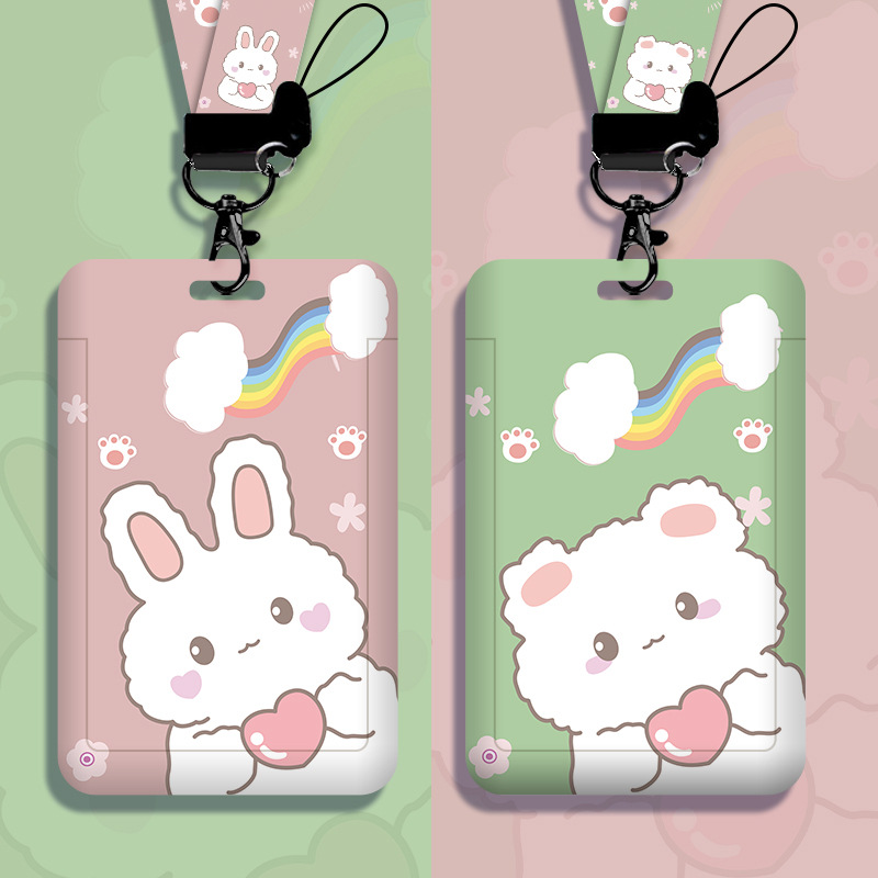 可爱卡通学生校园卡套带挂绳证件套饭卡地铁门禁工厂牌保护套批