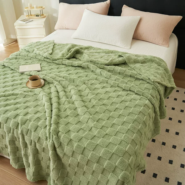 New Thickened Plaid Taff Blanket Single-Layer Double-Sided Huafu Blanket Office Multifunctional Air Conditioning Sofa Blanket