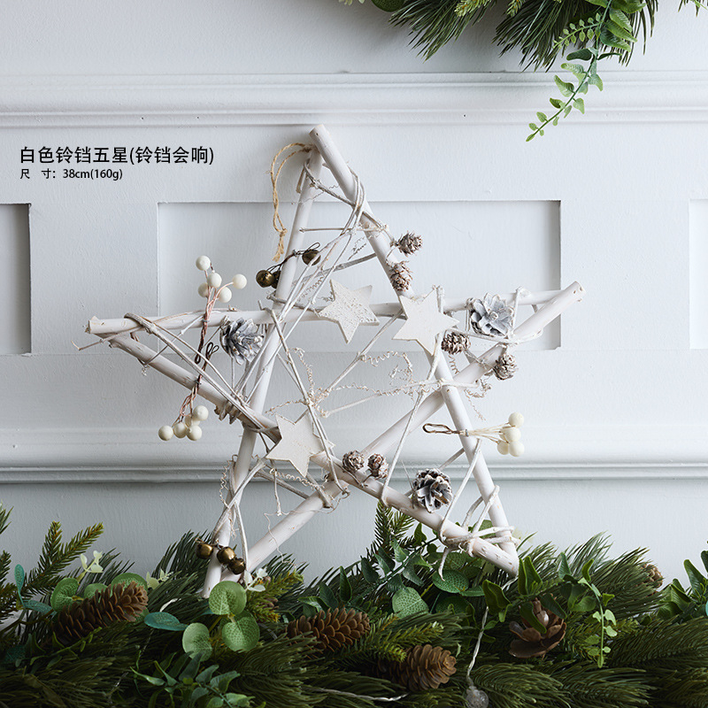 Navidad nueva estrella de cinco puntos colgante decoración navideña ventana del centro comercial colgante de madera colgante estrella hotel