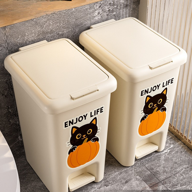 Kitchen Trash Can for Home Use 2025 New Model with Lid for Living Room, Toilet, and Bathroom, No Bending Required, Large Size, Large Capacity