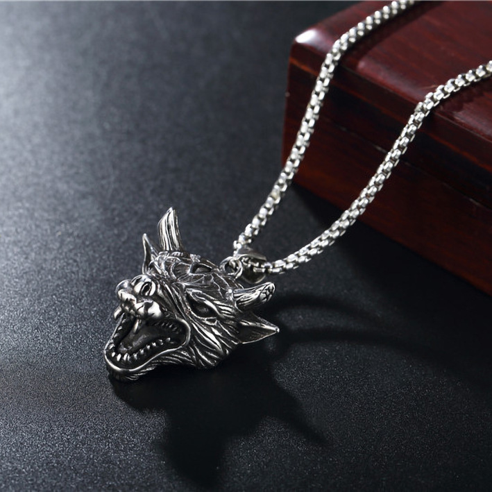 Wolf Head Pendant Necklace In Stainless Steel For Men And Women_voghion.com