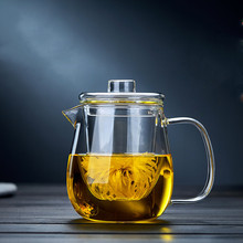 玻璃茶壶家用透明带把企鹅泡茶壶高硼硅玻璃花茶壶可电陶炉煮茶壶