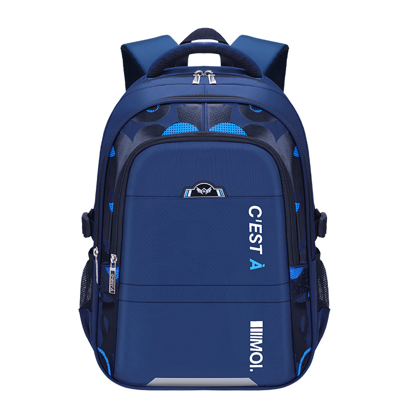 2024 New Boys School Bags for Primary School Students 3-6-9 Grade Solid Big Children Junior High School Students Large Capacity Wholesale Backpacks